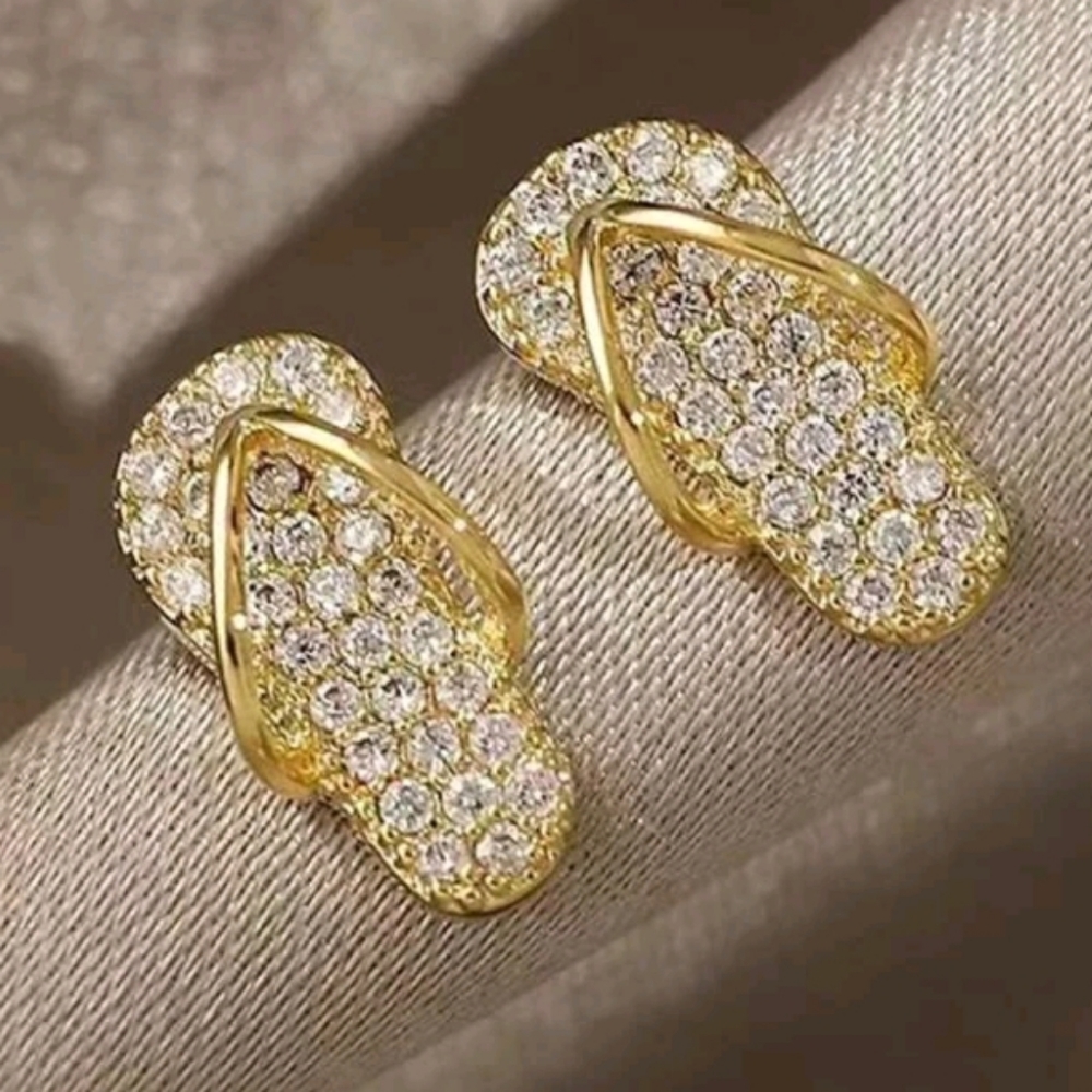 4/$40 New Rhinestone Flip Flop Stud Earrings
